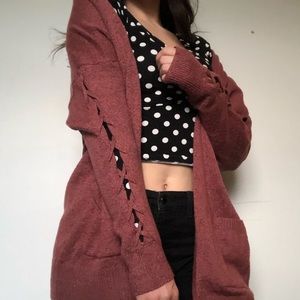 American Eagle Knit Cardigan With Detailed sleeve